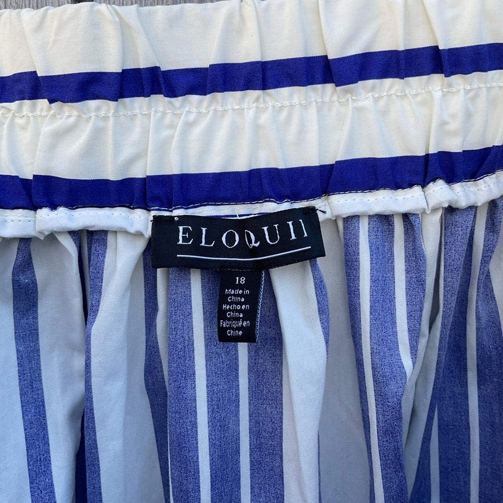 Eloquii Navy and White Striped A-Line Skirt - Picture 5 of 6